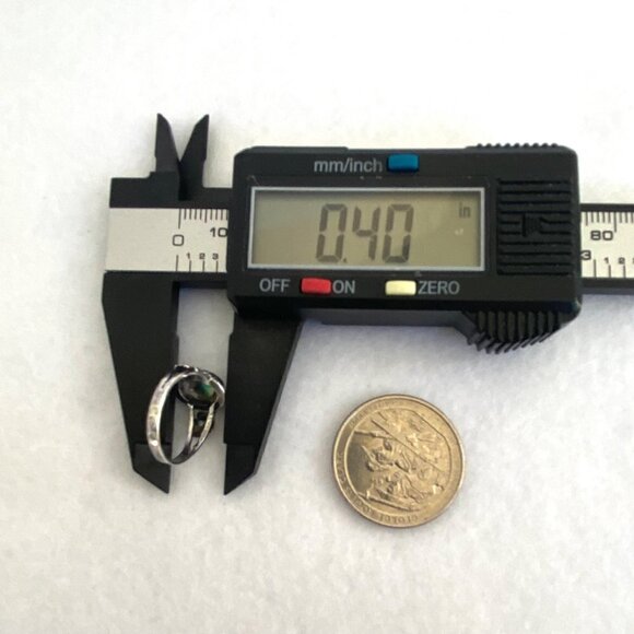 Sterling Silver 925 Bezel Set Oval Abalone Shell Floral Accent Ring Sz 3.75 - Picture 15 of 16